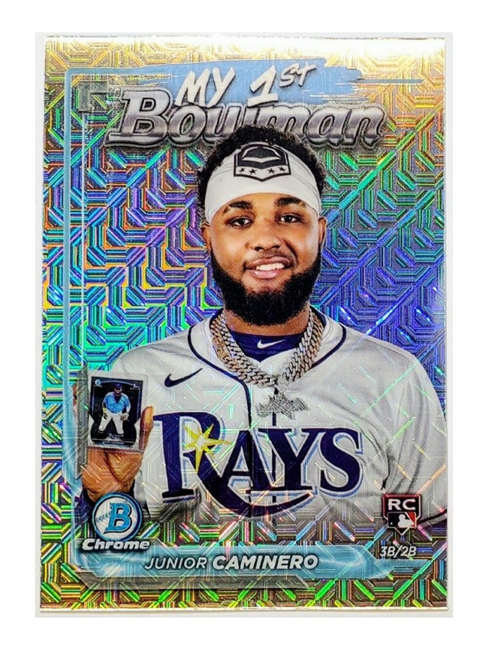 JUNIOR CAMINERO ROOKIE "MY 1ST BOWMAN" MOJO REFRACTOR 2024 BOWMAN CHROME #MIB-11